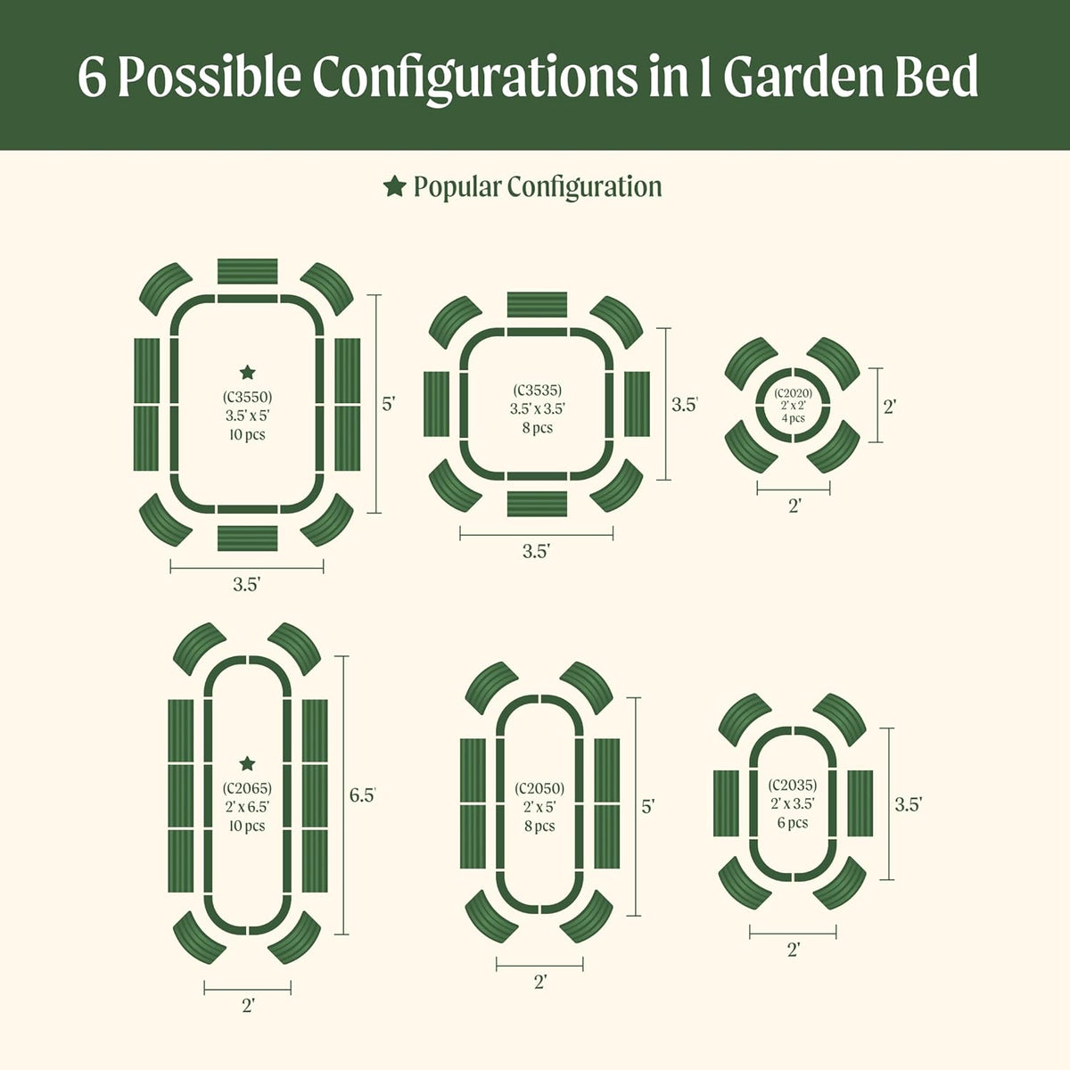 Vego garden 32" Extra Tall Raised Garden Bed Kits, 6 in 1 Modular Raised Planter Box for Vegetables