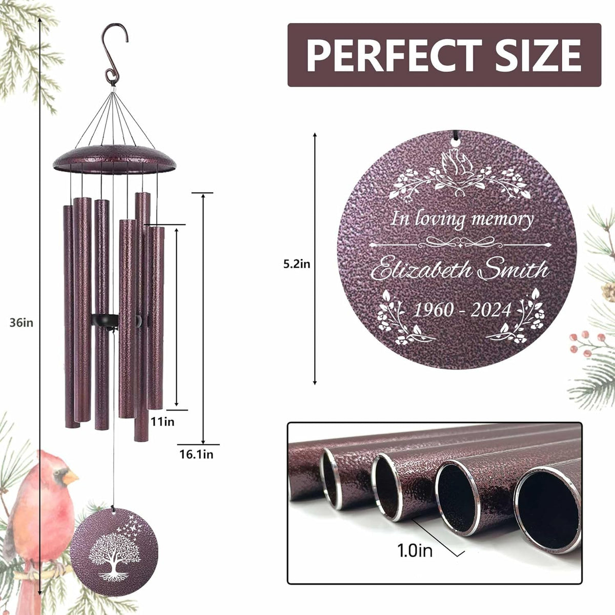 ASTARIN Memorial Wind Chimes Personalized, Bereavement Condolence Gifts for Loss of Mother Husband