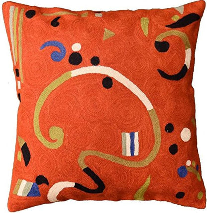 Kandinsky Modern Pillow Cover - Orange Ribbon | Mid Century Chair Cushions | Orange Abstract