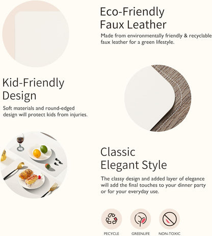 Maxpearl Faux Leather Placemats Set of 6 - Waterproof - Wipe Clean - Heat Resistant - Anti Slip