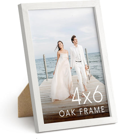 HAUS AND HUES 4x6 Picture Frame Wood - Natural Wood Frame 4x6, Walnut Photo Frame 4x6 for Walls