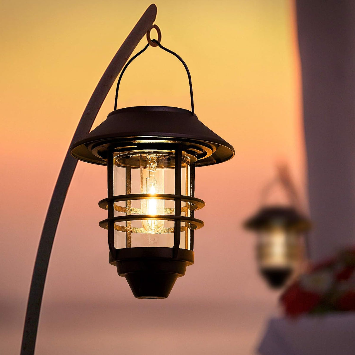 Solar Lantern Outdoor Lights, Hanging Waterproof Lantern Lights with Wall Mount Kit for Garden