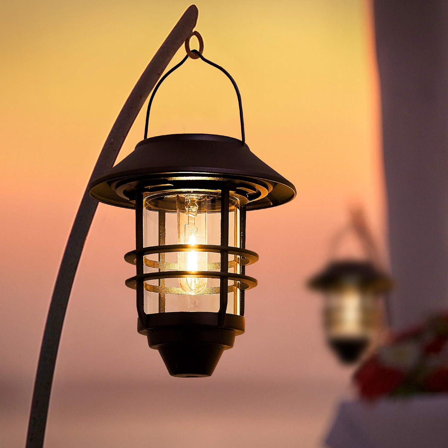 Solar Lantern Outdoor Lights, Hanging Waterproof Lantern Lights with Wall Mount Kit for Garden