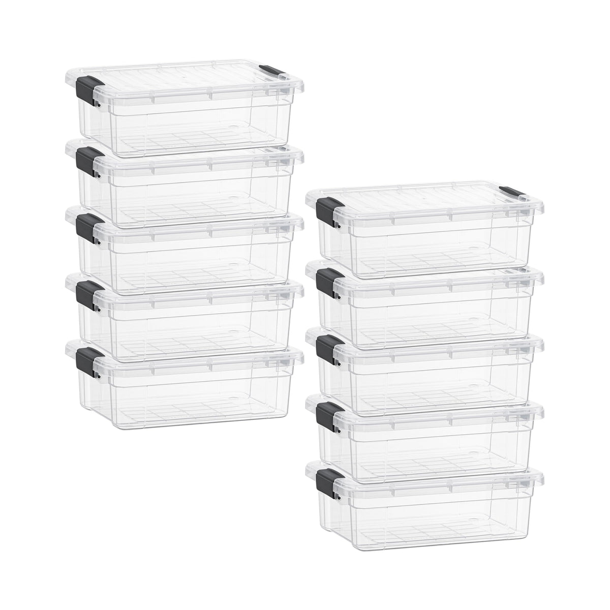 Superio Clear Storage Box with Lid, 4.5 Quart Plastic Container Bins for Organizing, Stackable