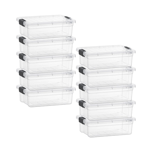 Superio Clear Storage Box with Lid, 4.5 Quart Plastic Container Bins for Organizing, Stackable
