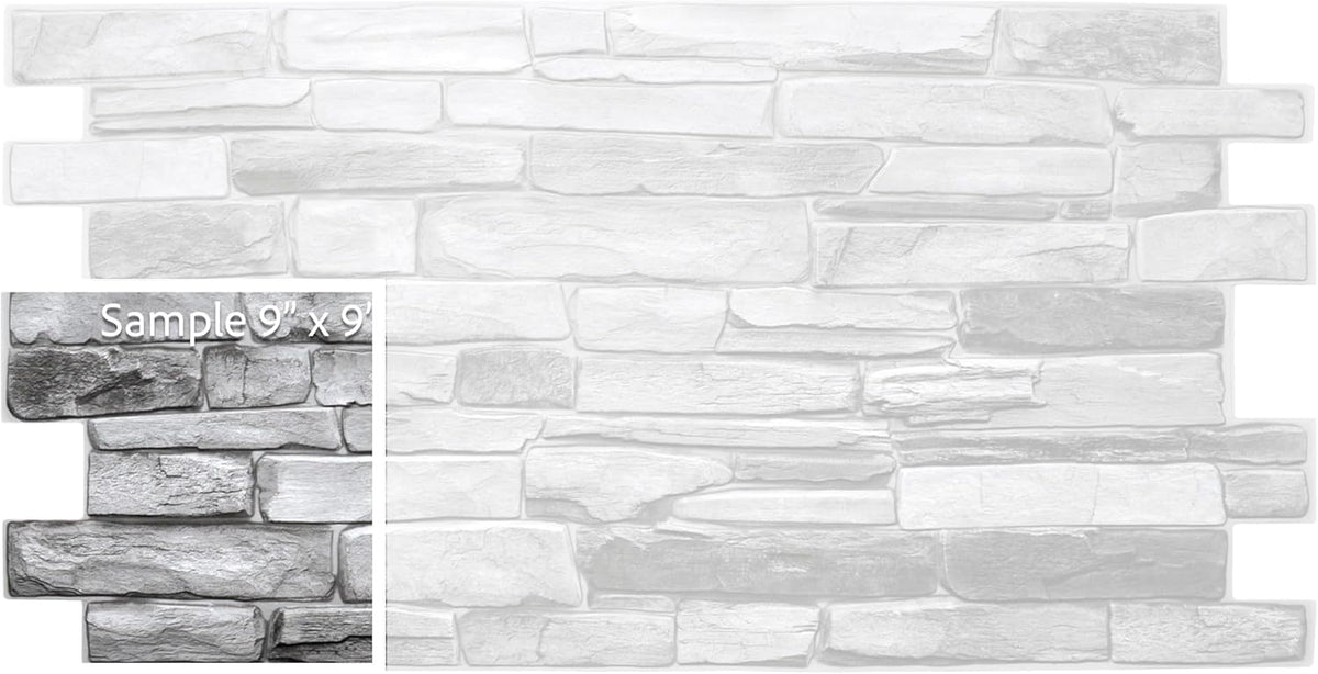 Dundee Deco Grey Faux Stone PVC 3D Wall Panel, 3.2 ft X 1.6 ft (98cm X 50cm), Interior Design Wall