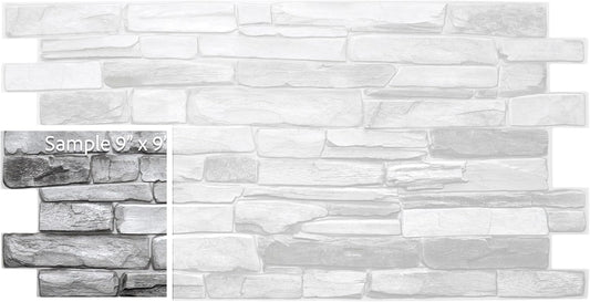 Dundee Deco Grey Faux Stone PVC 3D Wall Panel, 3.2 ft X 1.6 ft (98cm X 50cm), Interior Design Wall