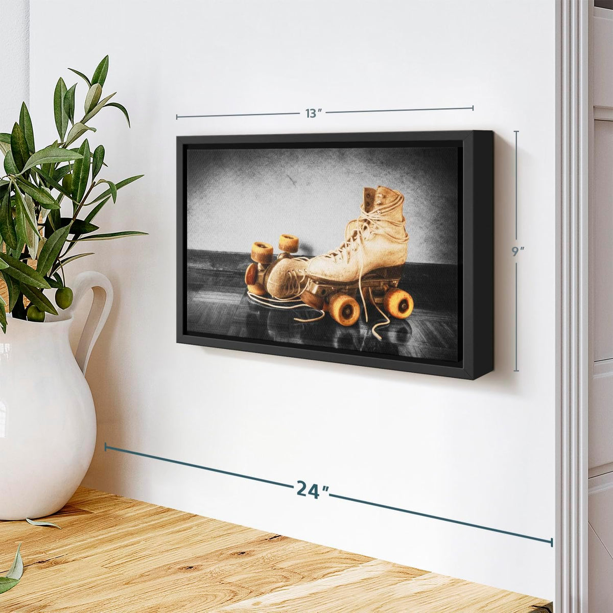 ElephantStock Vintage Skates Pop Wall Art - Horizontal Framed Canvas - 1-Piece Living Room Wall