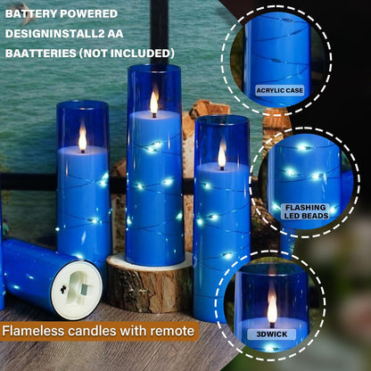 Flickering Flameless LED Candles,Battery Operated Candles 9 Pcs with Embedded Star String,Acrylic