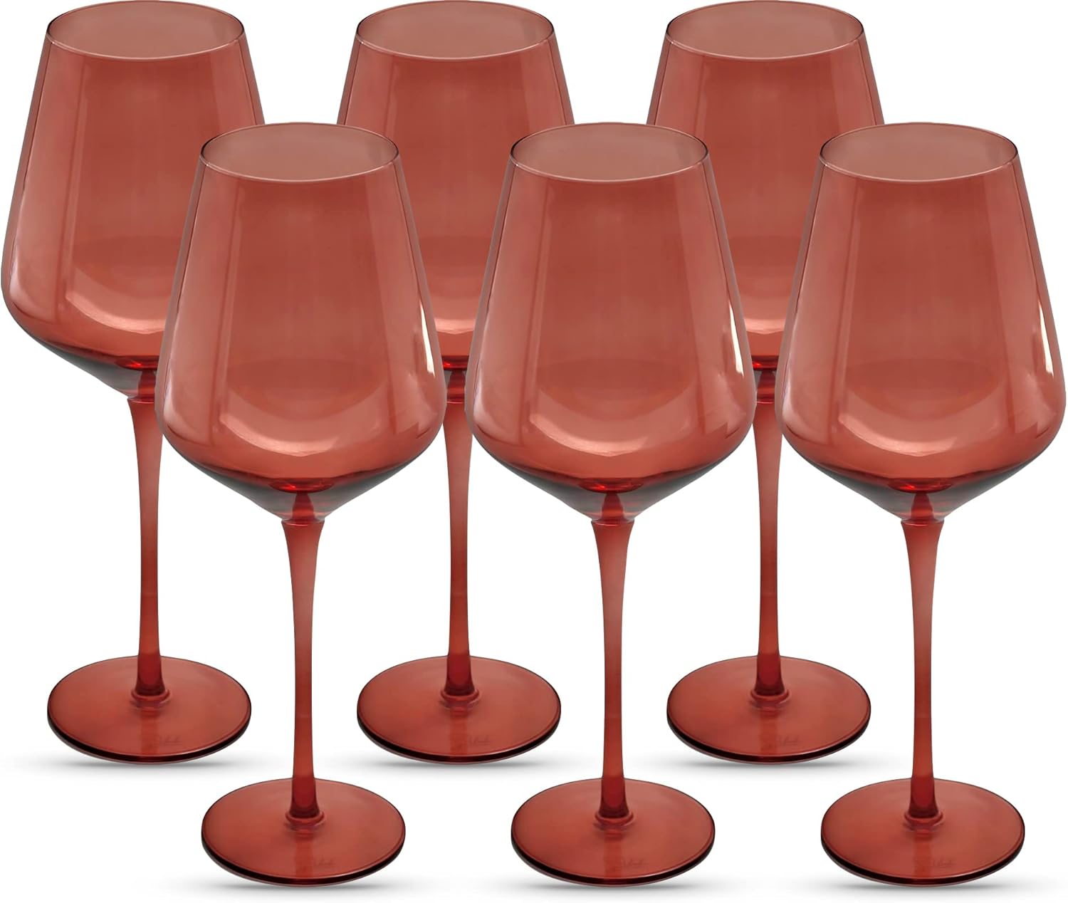 Saludi Original Dark Rose Wine Glasses, 16.5oz (Set of 6) Stemmed Single Color Red Barbie Glass