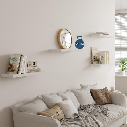 Wall Shelf Set of 2, White Floating Shelves 36 in W x 10 in D x 1 in H, Wooden Floating Wall Shelf