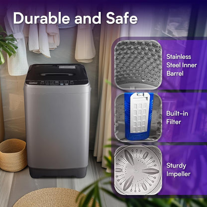 Portable Washing Machines 17.8LBS Full Automatic Clothes Washer and Spinner Combo with 10 Programs