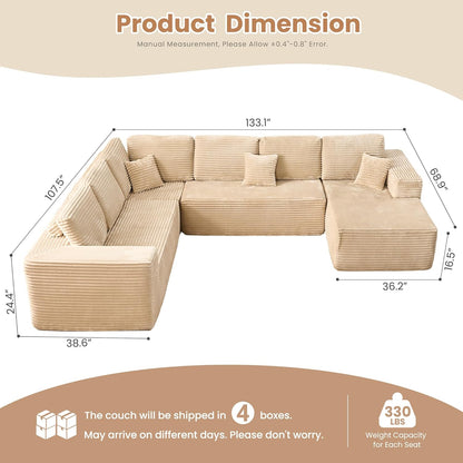 HOOOWOOO Cloud Sectional Couches for Living Room,Modular Sectional Sofa No Assembly,133X108 Inch
