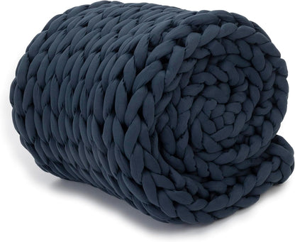 Nuzzie Chunky Knit Blanket - Breathable, Cooling, Hand Made Knit Throw Blanket for Sleep - Machine