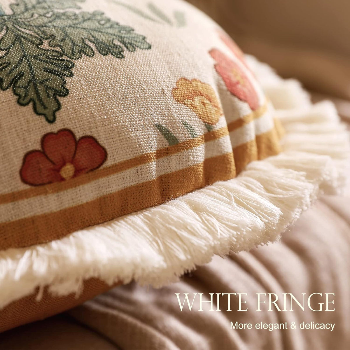 patdrea Designer Pack of 4 Throw Pillow Covers,Beige Vintage French Soft Linen Pillows Cover with