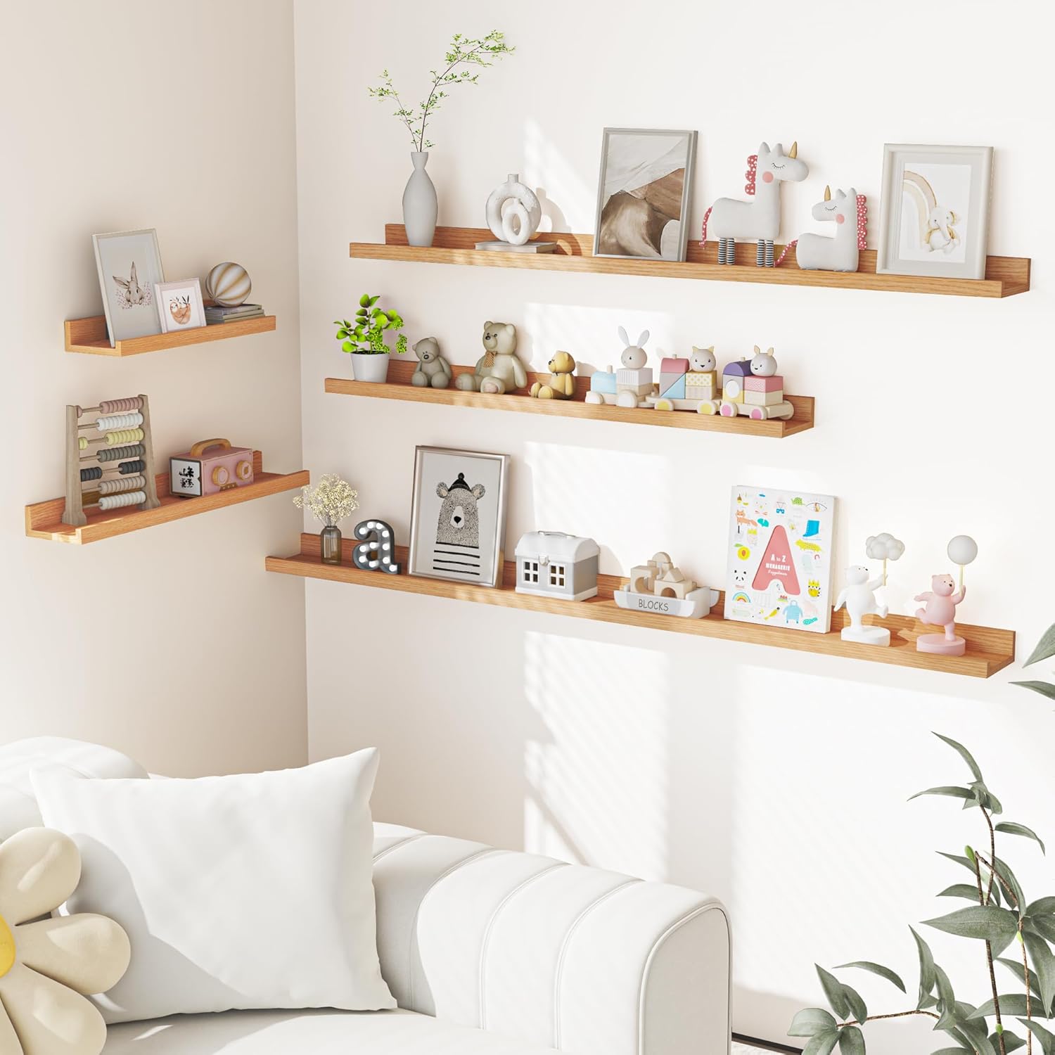 Heimlove Picture Ledge Shelf, Floating Shelves Set of 2, 36 Inches Picture Shelf for Wall with