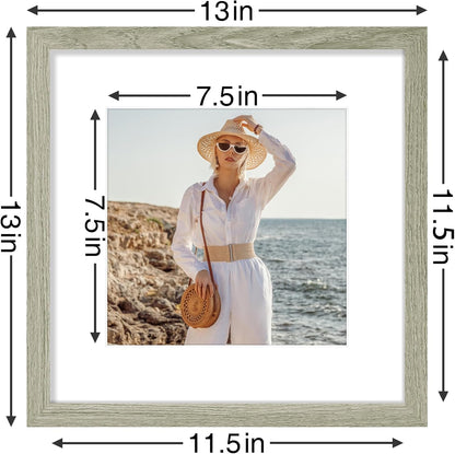 Vittanly 12x12 Picture Frames Set of 9, Shatter Resistant Plexiglass, Display 8x8 Pictures with Mat