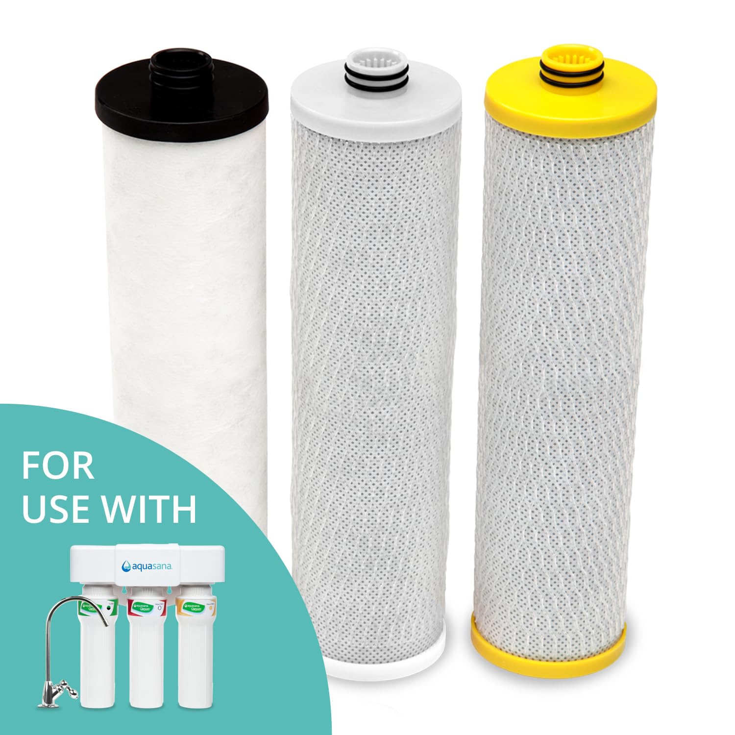 Aquasana Replacement Filter Cartridges for 3-Stage Max Flow Claryum Under Sink Water Filtration