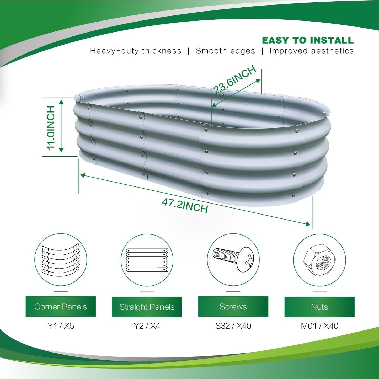 Gardmax 2 Pack Galvanized Raised Garden Bed, Lightweight Planter Boxes Outdoor with Easy Assembly