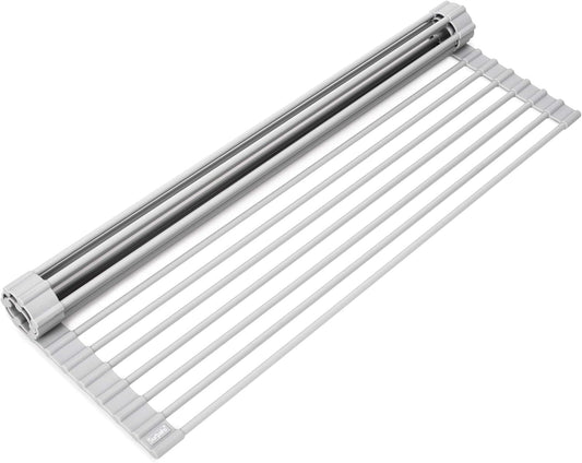Surpahs Over Sink Foldable Multipurpose Roll-Up Dish Drying Rack, Silicone Wrapped Stainless Steel