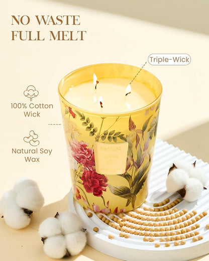 M&SENSE Extra Large Candle Orange Goji Scented, 3-Wick 35oz 150H Long Lasting, Natural Soy Wax
