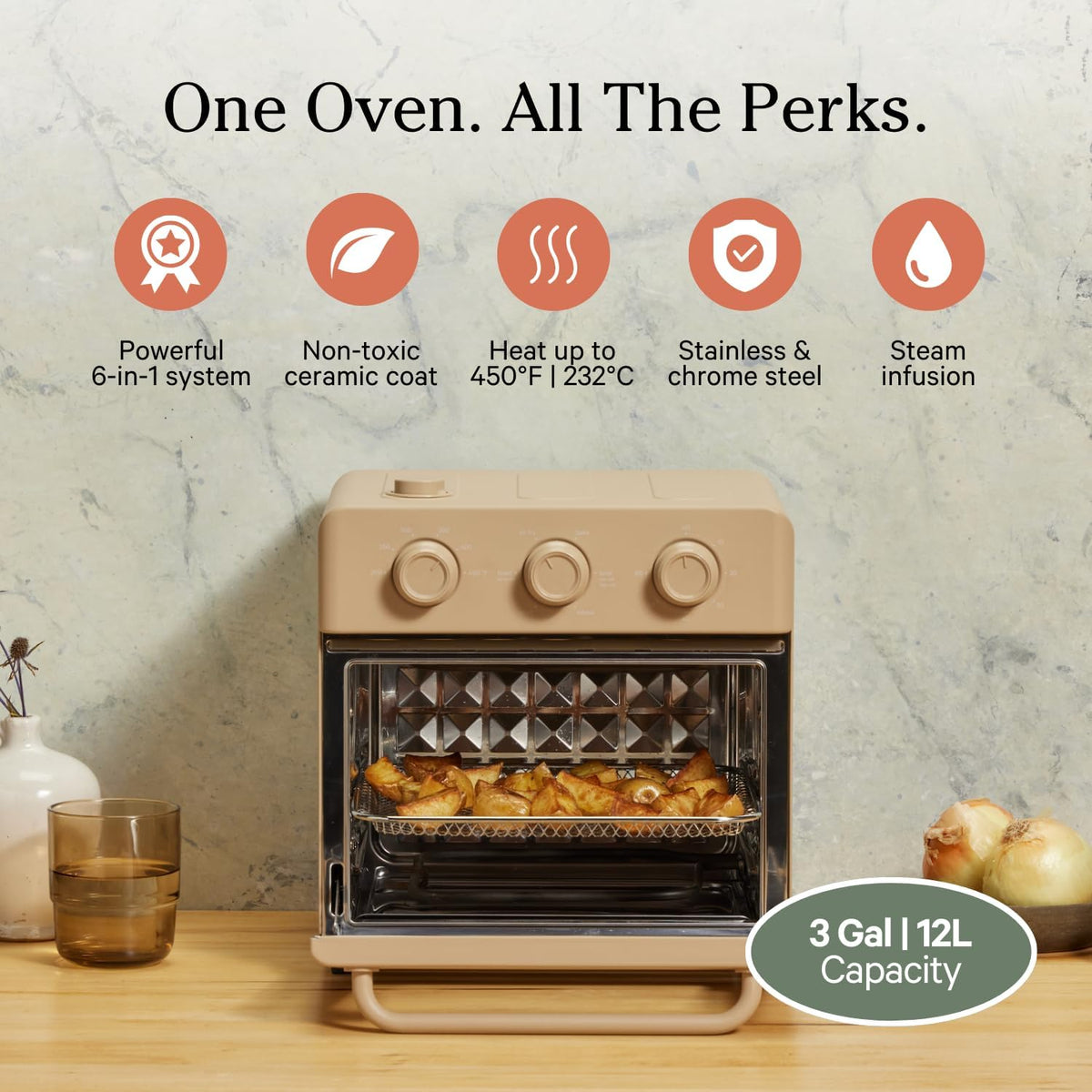 Our Place Wonder Oven | 6-in-1 Air Fryer & Toaster Oven with Steam Infusion | Compact, Countertop