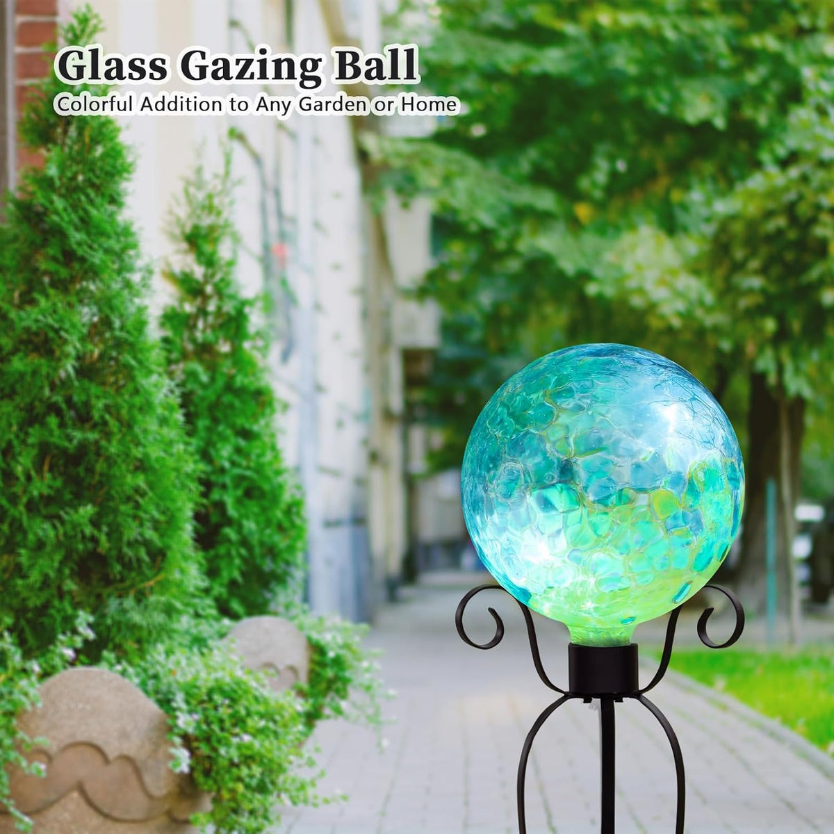 VCUTEKA Gazing Ball, Glass Gazing Balls Sphere for Garden Lawn Outdoor Ornament Yard Decorative