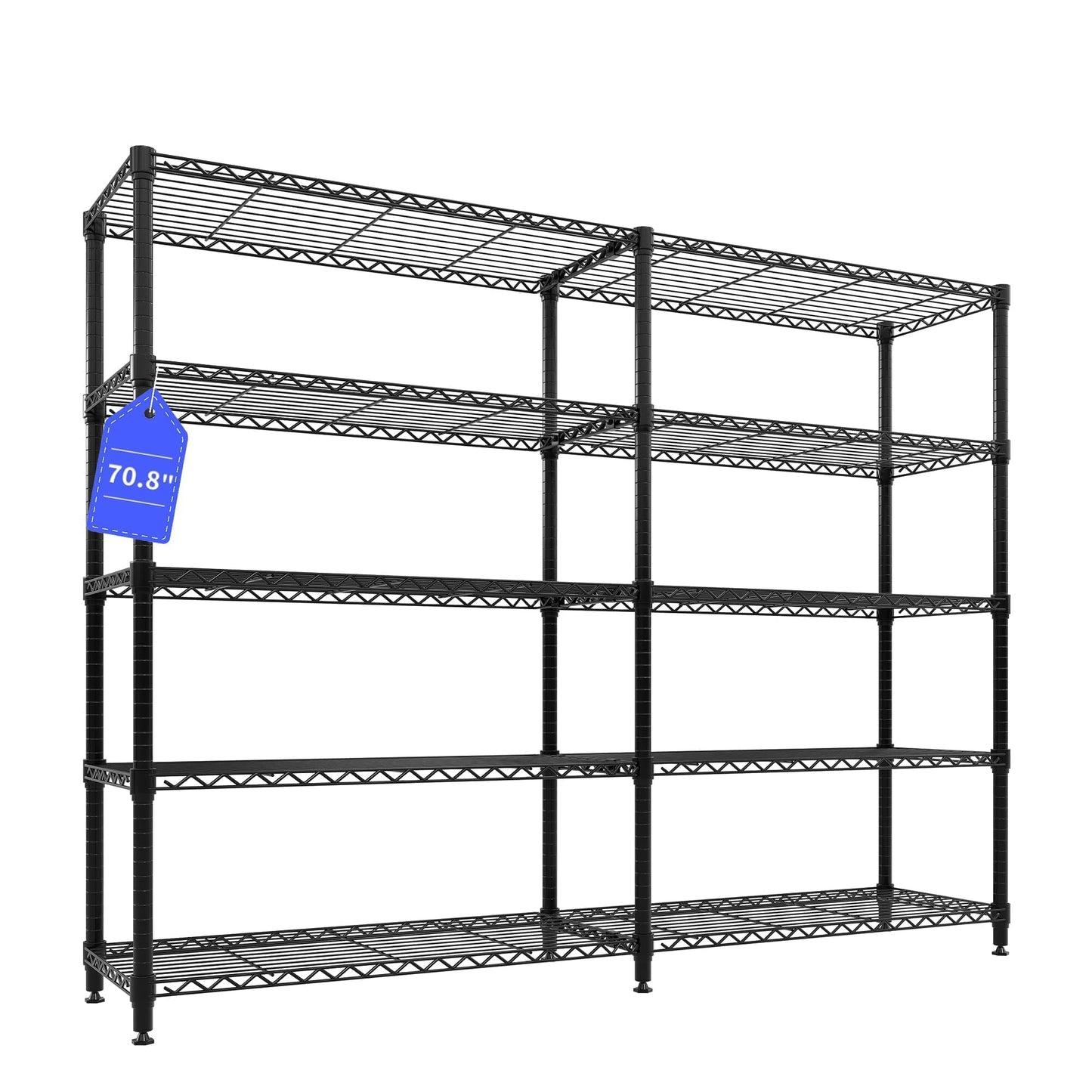 Garvee 71" Wide Storage Shelves Metal Shelving Units 5 Tier, 1325LBS