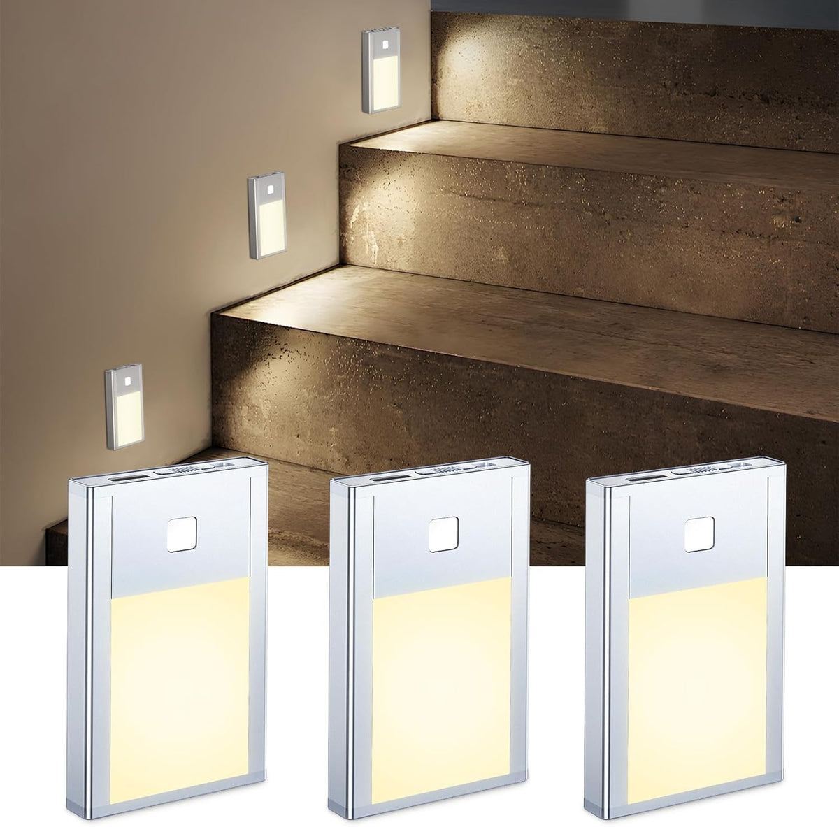 VST Motion Sensor Night Light, Rechargeable Battery Powered Led Light with Magnetic Suck