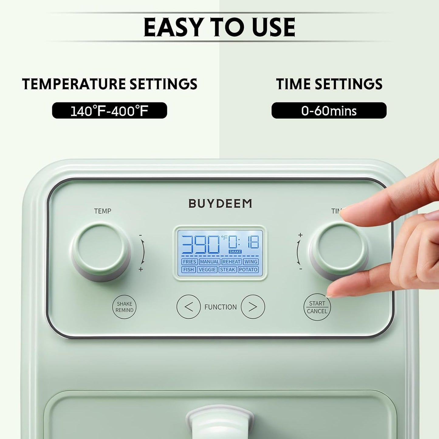 BUYDEEM F51 8-in-1 Air Fryer 4.2QT, Retro Countertop Airfryer Oven with Visible Window, Shake