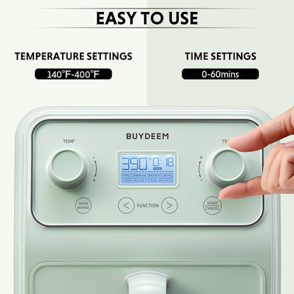 BUYDEEM F51 8-in-1 Air Fryer 4.2QT, Retro Countertop Airfryer Oven with Visible Window, Shake