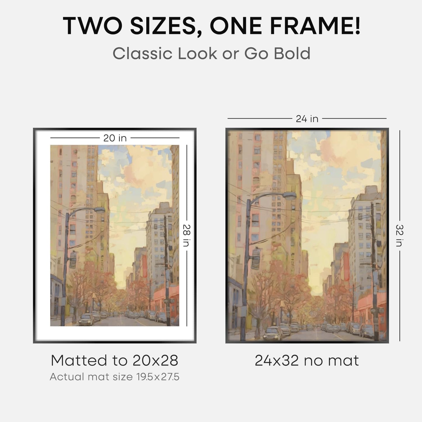 Homeforia 24x32 Poster Frame Black, High End Metal 24 x 32 Large Picture Frames with Mat 20 x 28