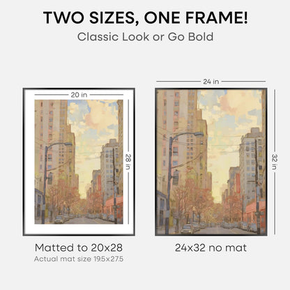 Homeforia 24x32 Poster Frame Black, High End Metal 24 x 32 Large Picture Frames with Mat 20 x 28