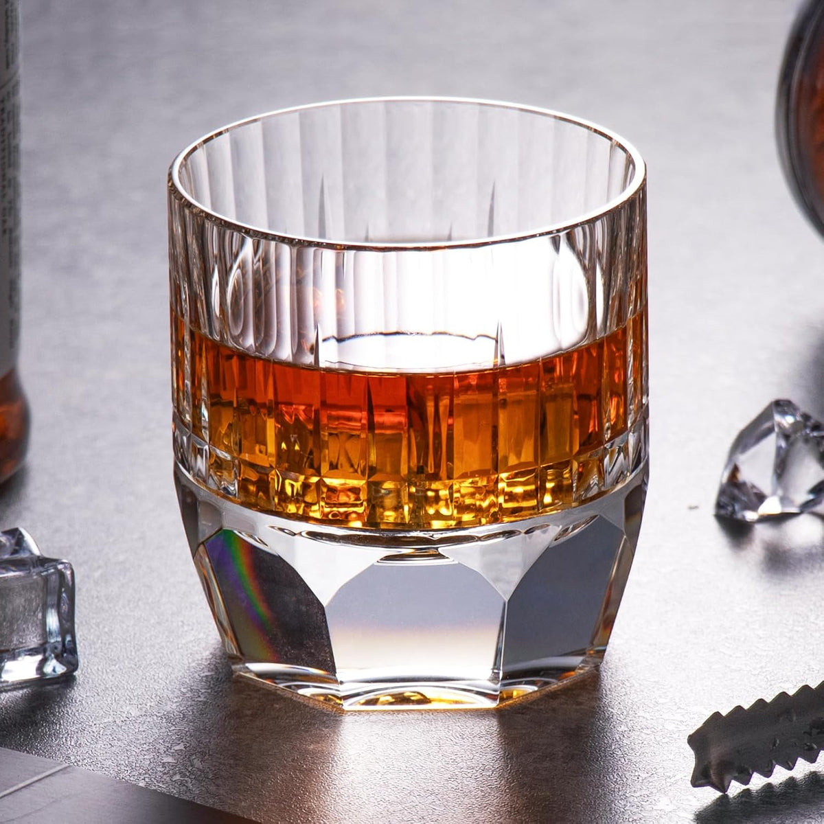 KAMMAK Crystal Whiskey Glasses Set of 2, 7.44oz Old Fashioned Glasses Stemless, Luxury Hand Blown