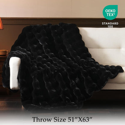 BENVWE Faux Fur Throw Blanket for Couch - Thickened Fluffy Soft Bubble Blanket for Living Room Home