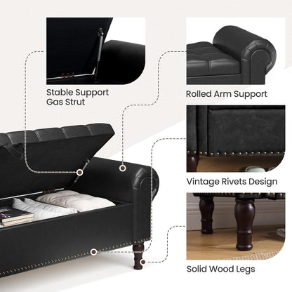 60" Storage Ottoman Bench for Bedroom, Full Queen Storage Bench with Button, Upholstered Bedroom