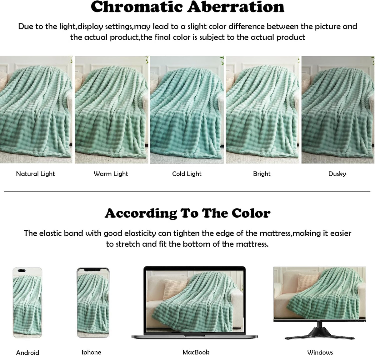 NEWCOSPLAY Faux Fur Queen Blanket Sage Green Bubble Blanket Thick Warm Soft for Couch Sofa Bed