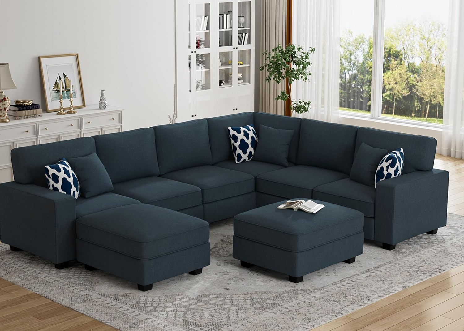 L Lengend Vansen Modular Sectional Sofa U Shaped Couch with Ottoman Modern Reversible Corner