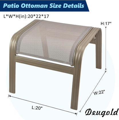 Patio Dining Chairs Footstools Outdoor Aluminum Ottoman Assembled Footrest Side Table 2 Set