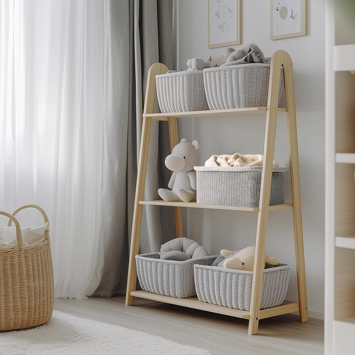 La Jolie Maison Blended Fabric Storage Baskets Set of 2, Rectangle Knitted Baskets for Organizing