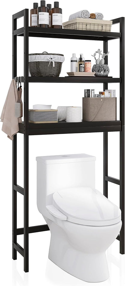 SMIBUY Bathroom Storage Shelf, Bamboo Over-The-Toilet Organizer Rack, Freestanding Toilet Space