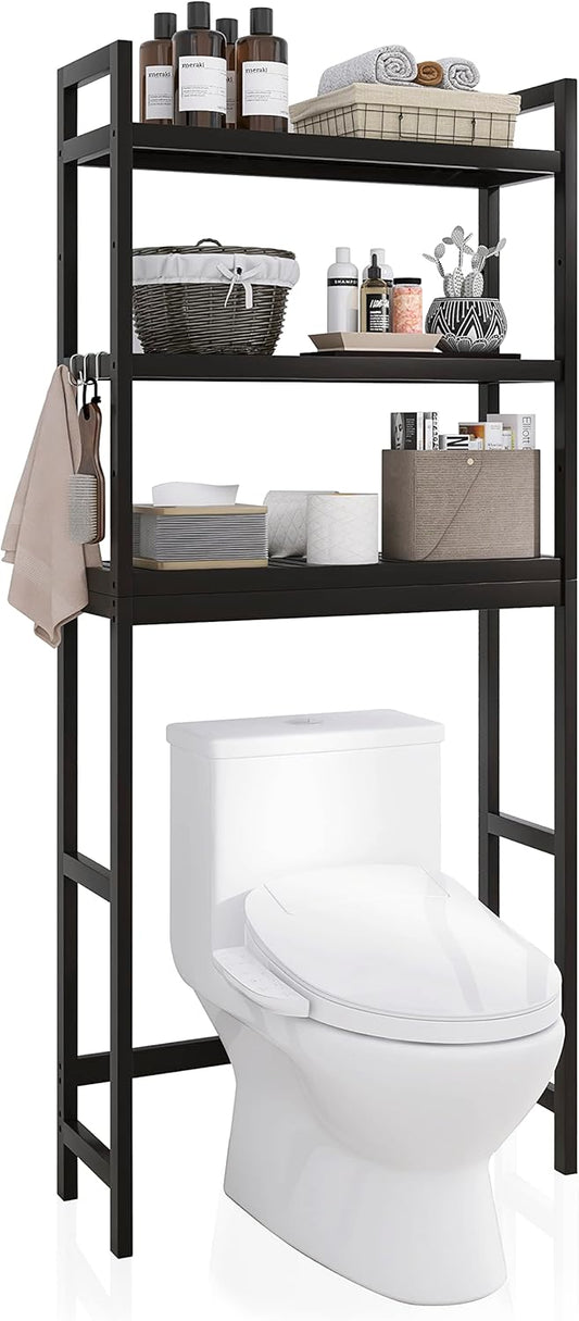 SMIBUY Bathroom Storage Shelf, Bamboo Over-The-Toilet Organizer Rack, Freestanding Toilet Space