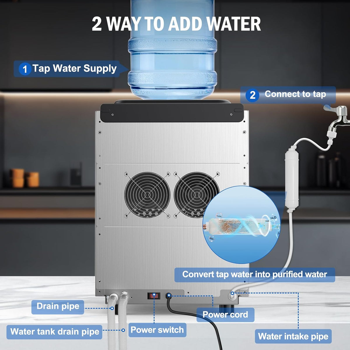 Nugget Ice Maker Countertop, 40 LBS/Day with 10 LBS Storage Bin, Freestanding/Countertop Ice Maker
