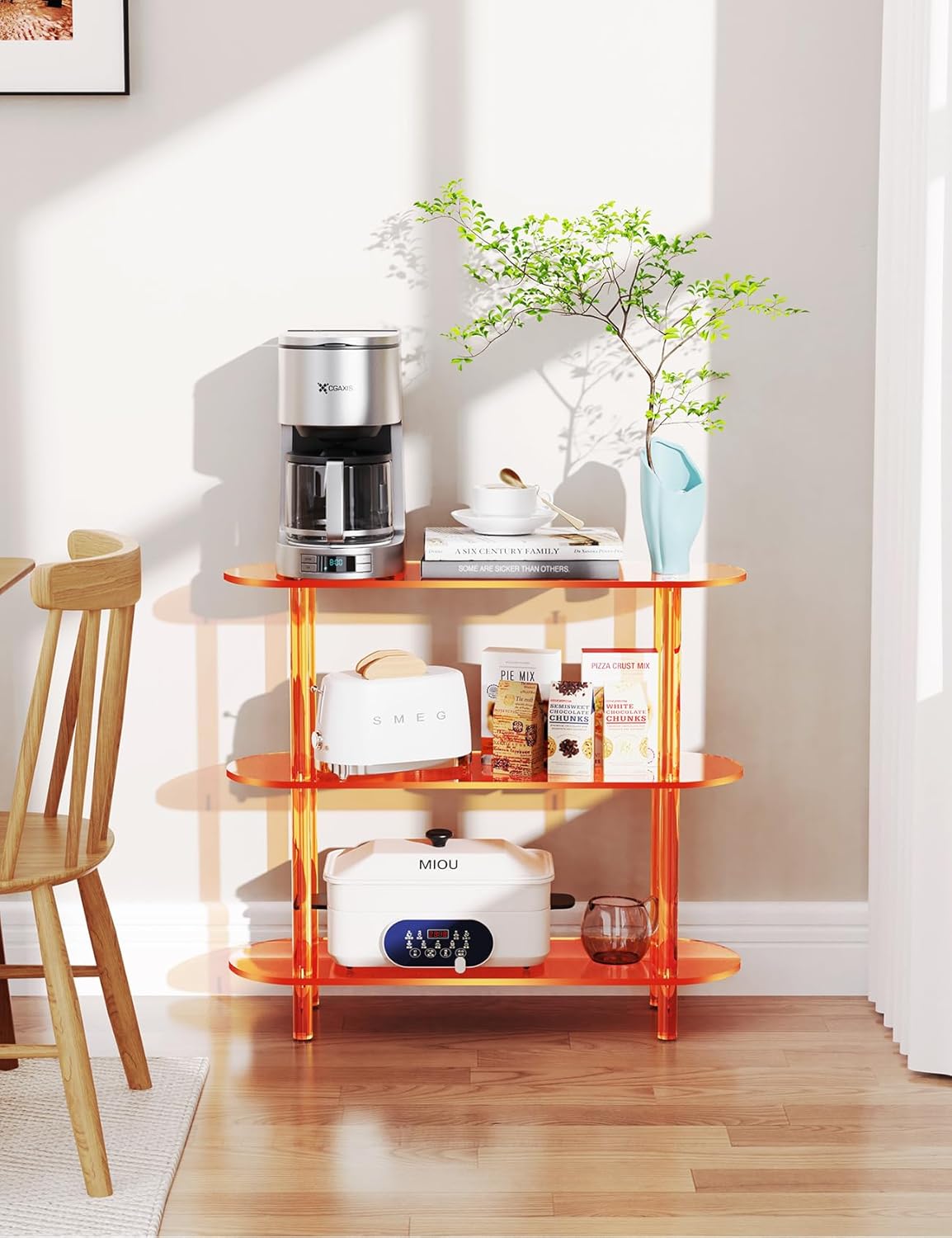 Clear Bookshelf, Acrylic Bookcase with Open Book Shelf for Office Living Room Bedroom (3 Tier