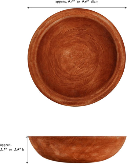 Hand Carved Wooden Decorative Bowl for Home Entryway Decor, Wood Centerpiece Bowl for Coffee Table