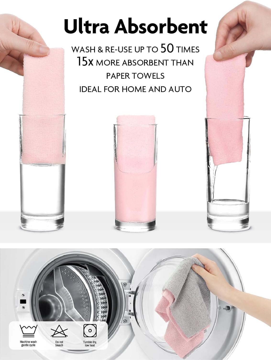 Fantasticlean Microfiber Cleaning Cloth Roll -60 Pack, Tear Away Microfiber Towels, 12" x 12"