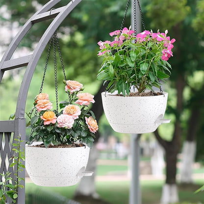 12 Inch Hanging Baskets 2 PC with Chains, Self-Watering Hanging Planters for Indoor Outdoor Plants