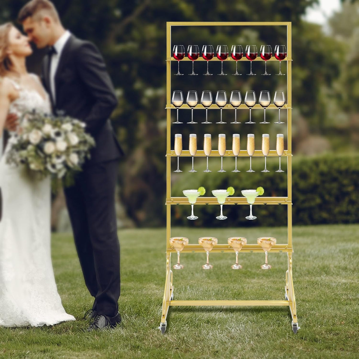40 Slots Champagne Holder Stand for Party, Wine Glass Display Wall Holder, Stable Wine Glass