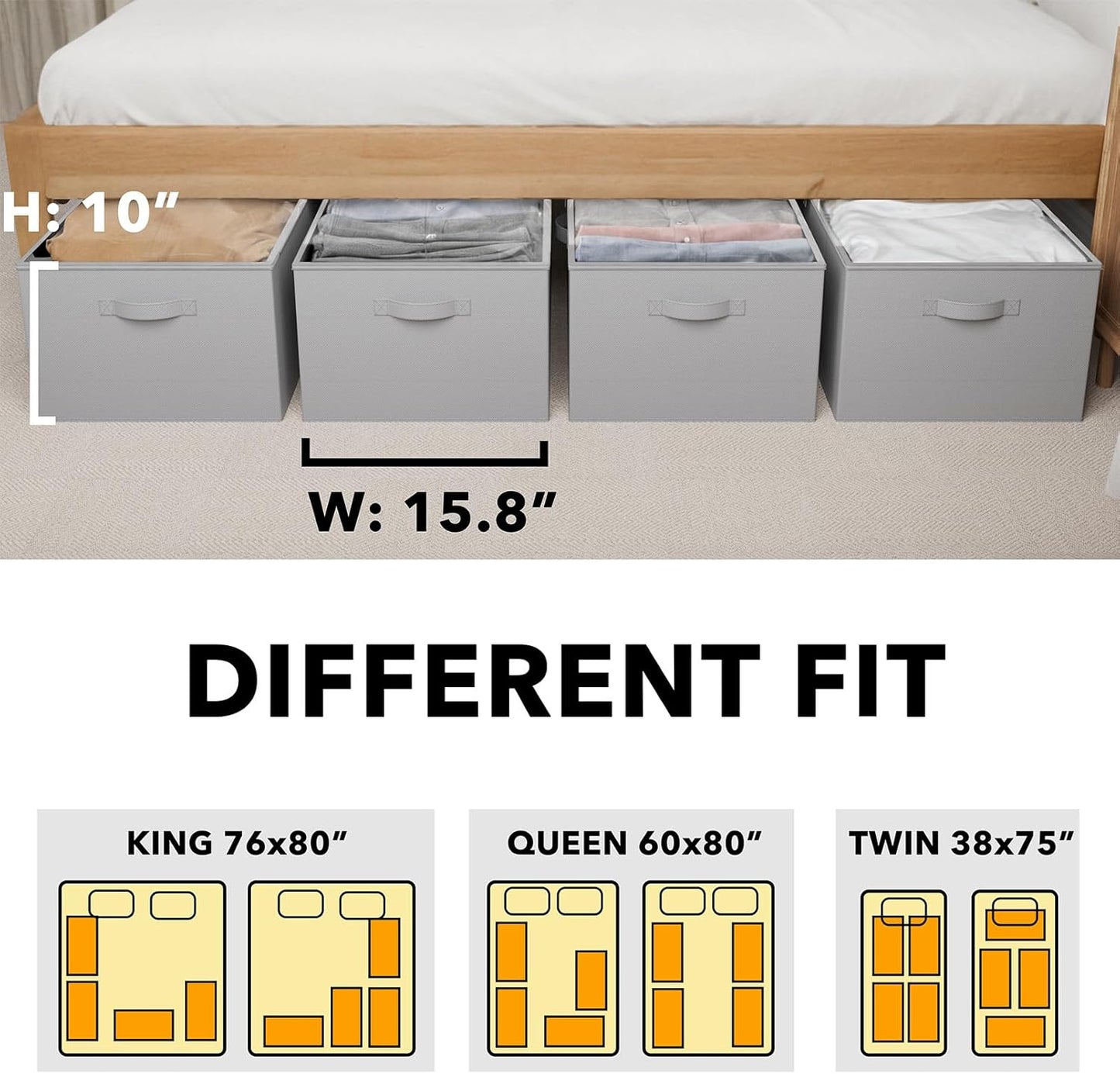 SpaceAid 4 Pack 10" High Under Bed Storage Containers, Large Underbed Storage Organizer Bins with