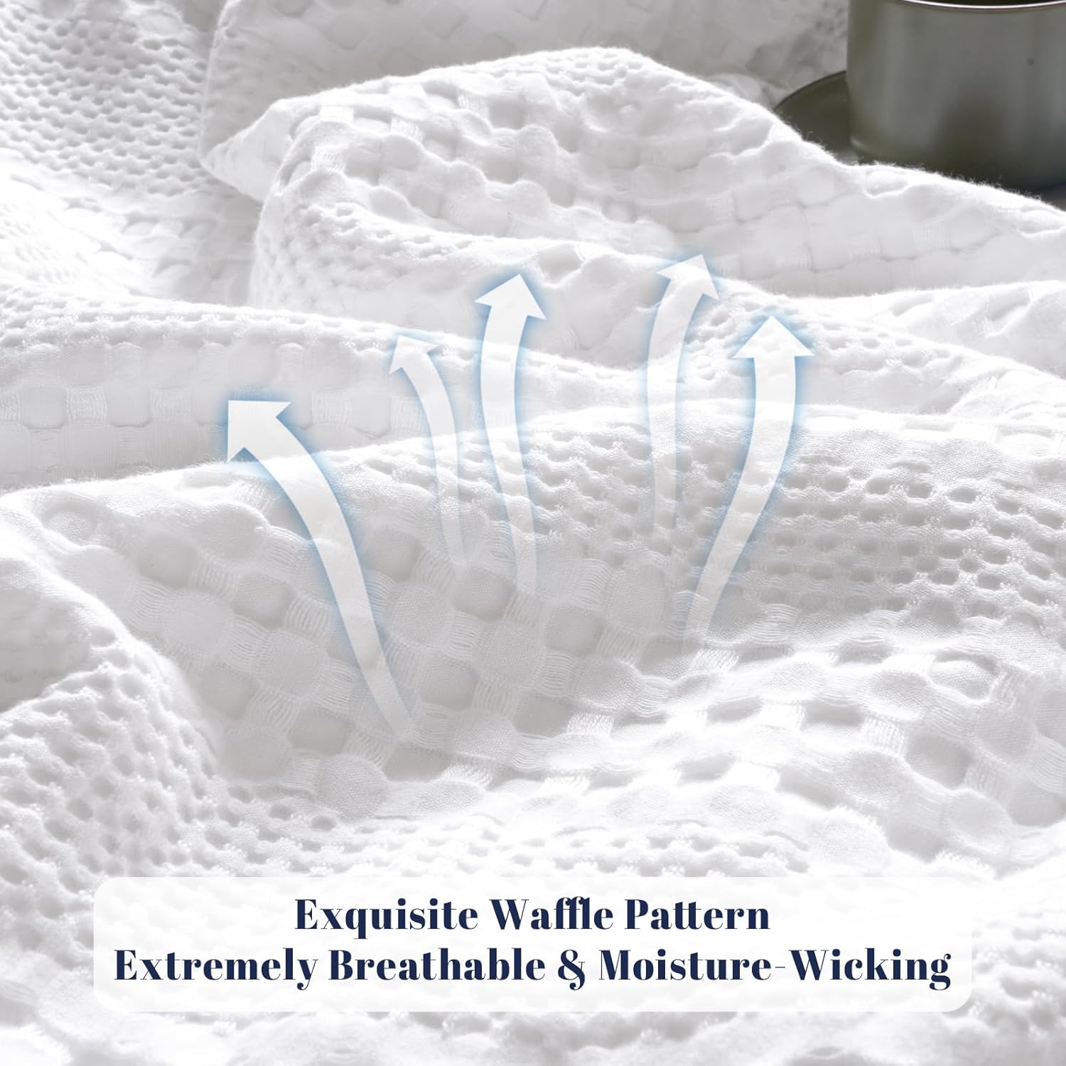PHF Cooling Waffle Blanket Twin Size, Lightweight 60% Rayon Derived Bamboo & 40% Cotton Breathable